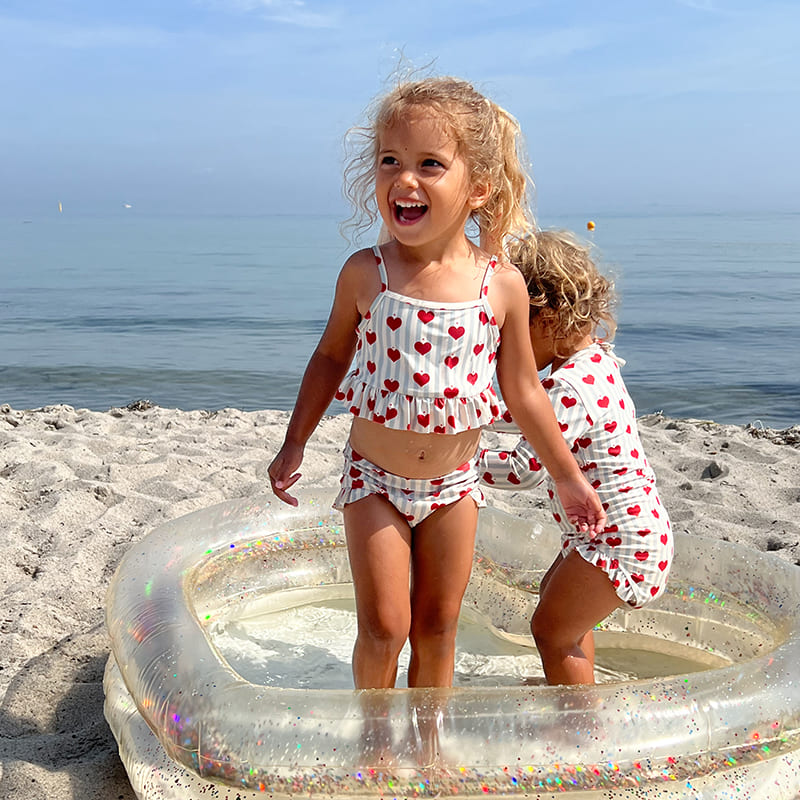 Детский купальник раздельный Konges Slojd "Nomi Bikini Amour Blu Stripe", влюбленные в море